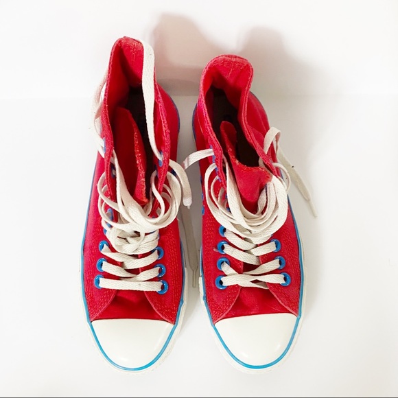 Converse High Tops Red & Blue Sz 5.5 - Picture 2 of 6
